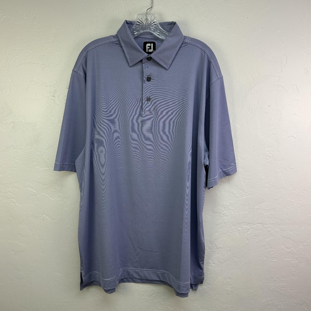 FootJoy Polo Shirt Mens XL Purple Stripe Golf Performance Stretch Top Active